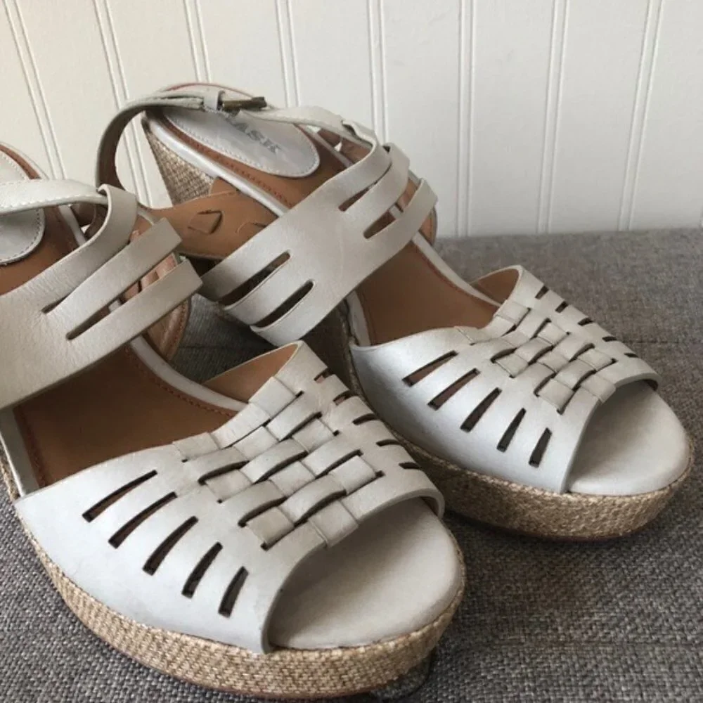 Trask 'Willow' Leather Platform Wedge Sandal